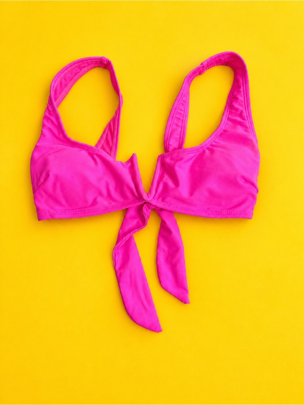 Hot Pink Tie-Front Bikini Top